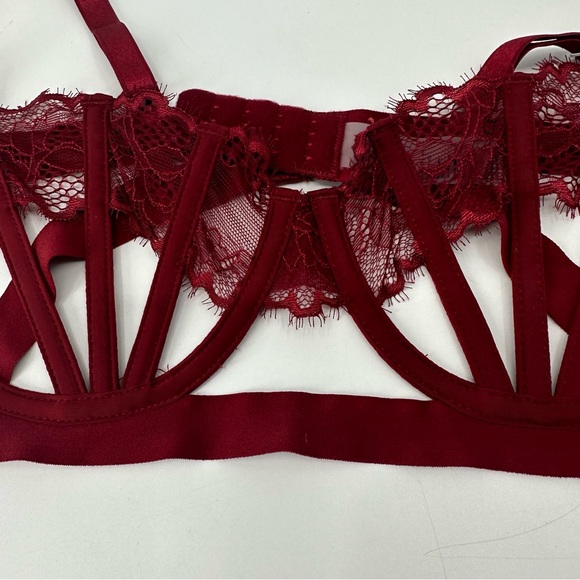 Thistle and Spire Ruby Red Sidney Lace Open Cup Bra Size 32DD New with Tags - Picture 4 of 10